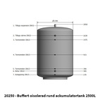 Buffert 2500L oisolerad rund ackumulatortank