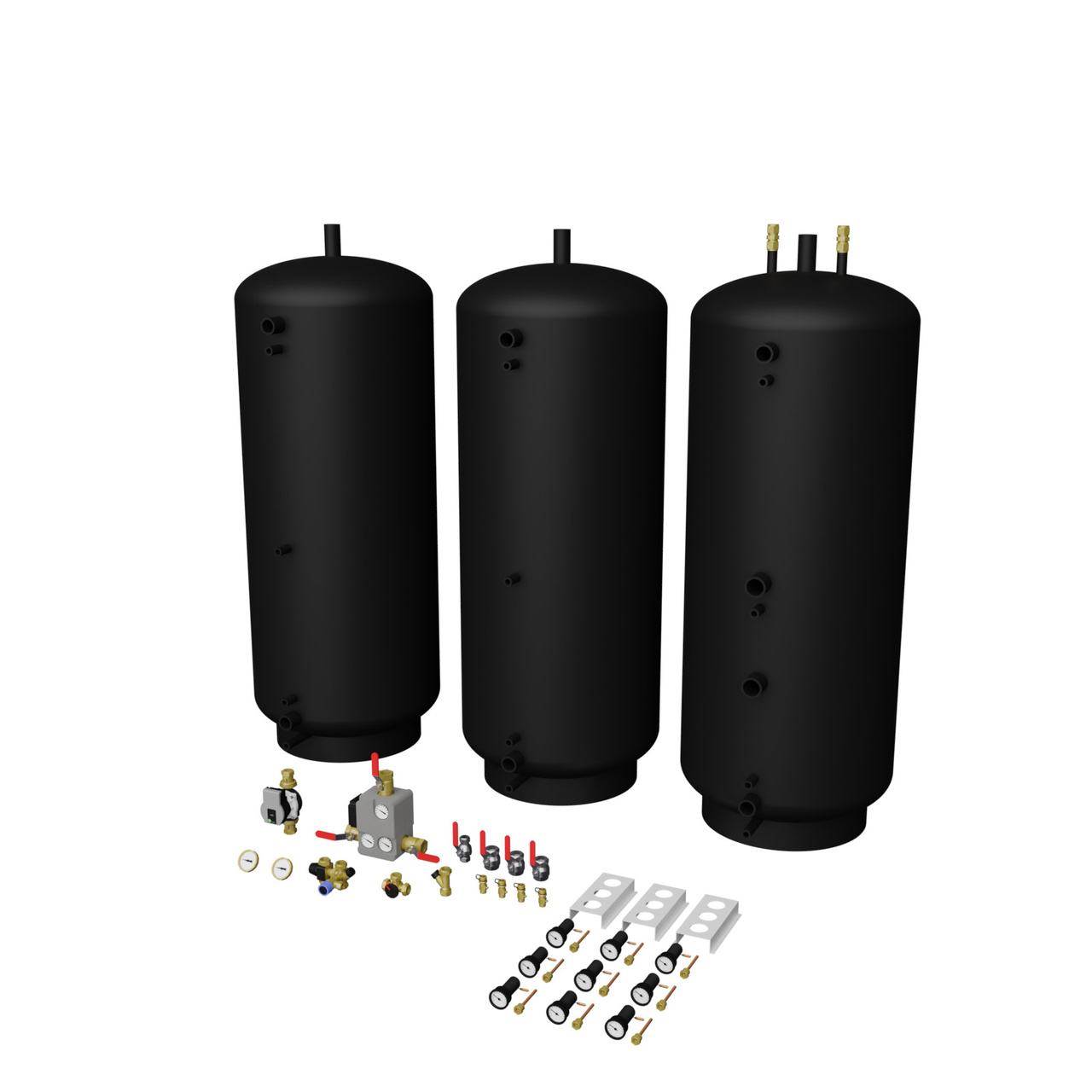Tankpaket 1500L 3x500 oisolerade Buffert