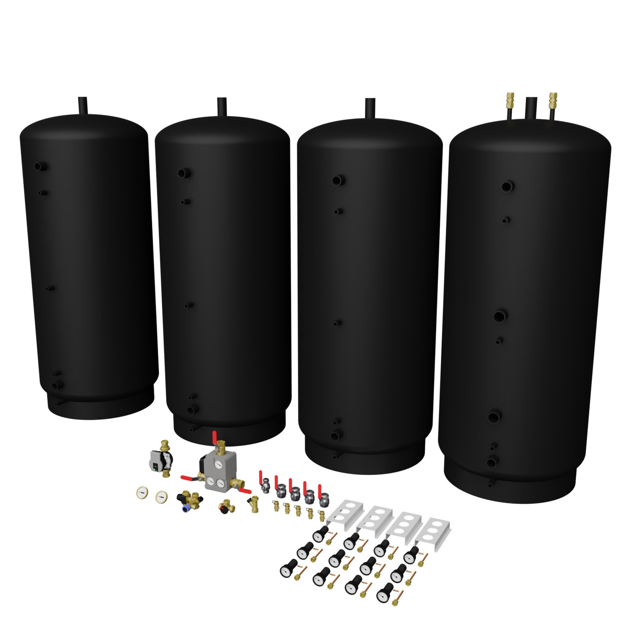 Tankpaket 3000L 4x750 oisolerade Buffert