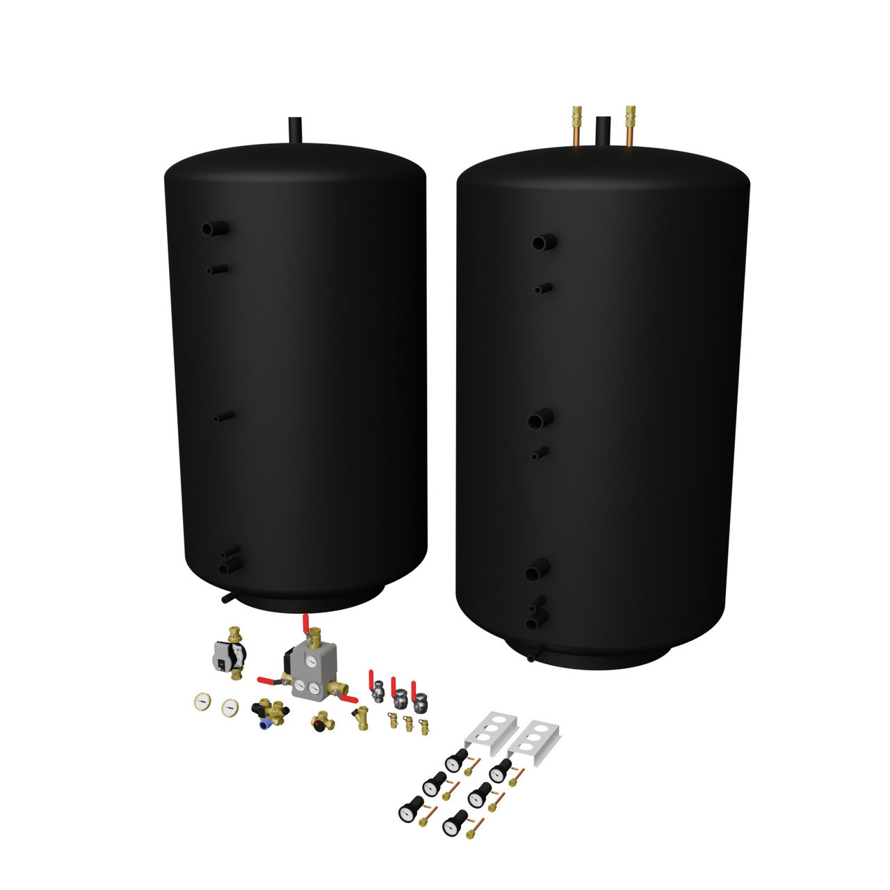 Tankpaket 3000L 2x1500 oisolerade Buffert